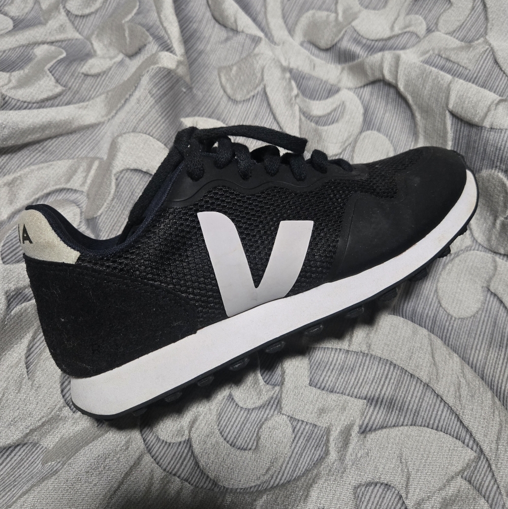 Veja Black and White V-Logo Sneakers